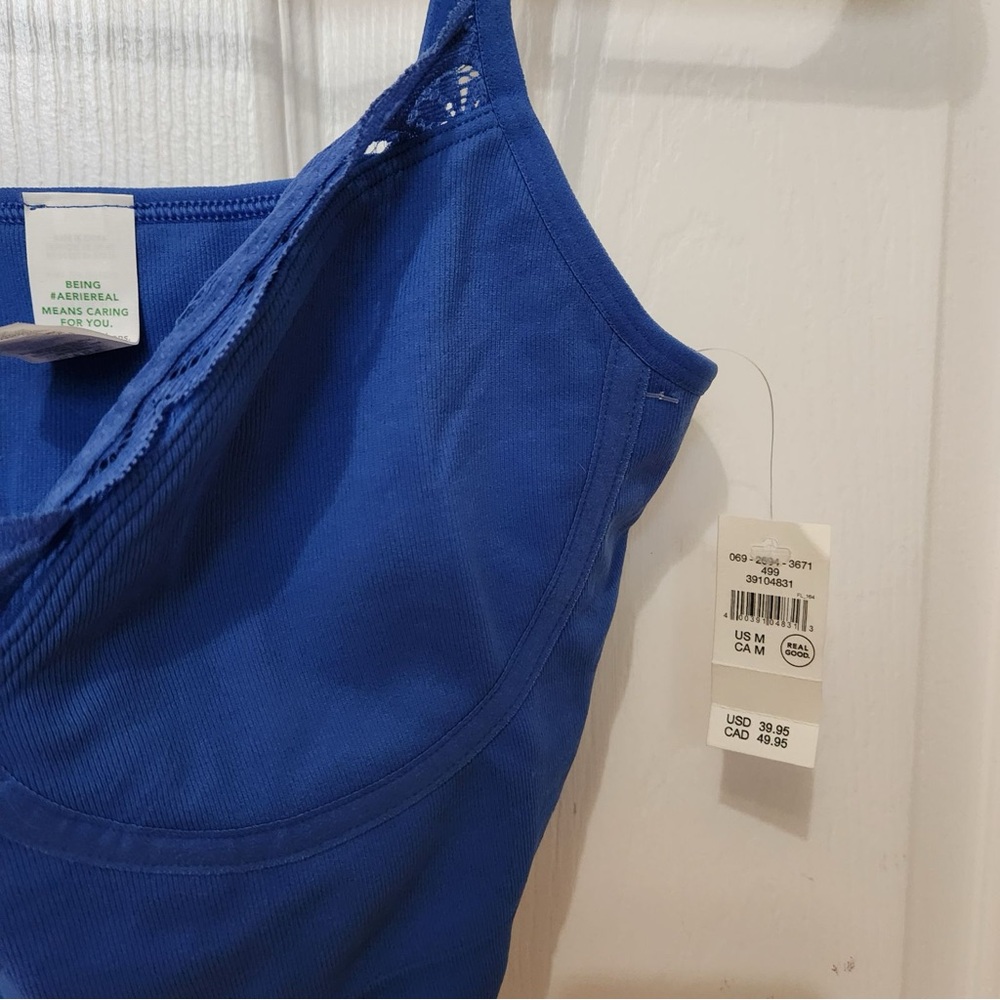 Aerie Seamless Rooftop Garden Lace Bra Top in Cobalt Blue - Picture 8 of 10